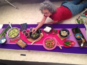 Sometimes food styling involves getting down on the floor. iPhone image by Anna Manuel